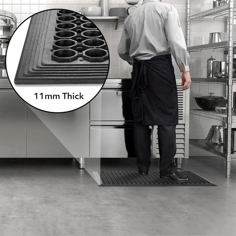 GRIDMANN Rubber Floor Mat, 24" x 36" Anti-Fatigue Drainage Mat, Non-Slip and Grease Resistant for Restaurants, Commercial Kitchens, Bar Floors, Black - Image 5